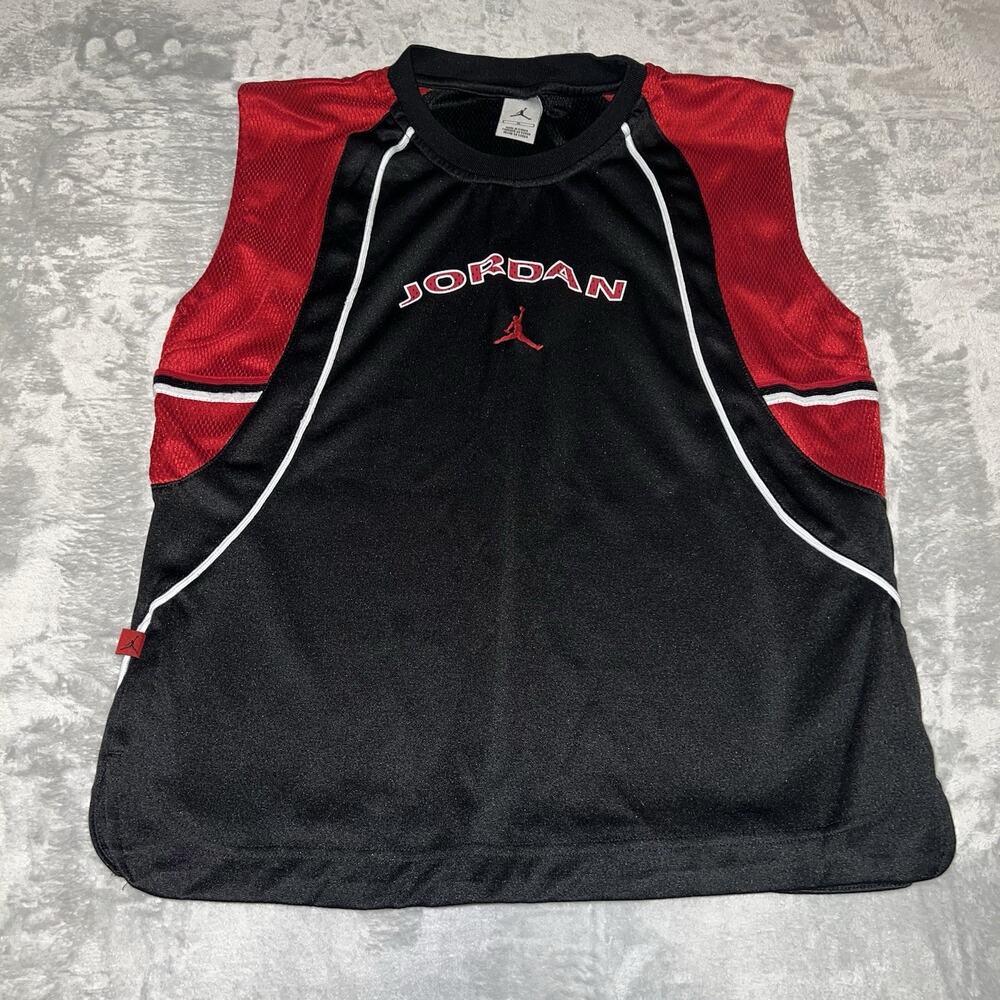 Vintage Jordan Brand Black Red Basketball Micheal Jordan 23 Sleeveless Jersey XL